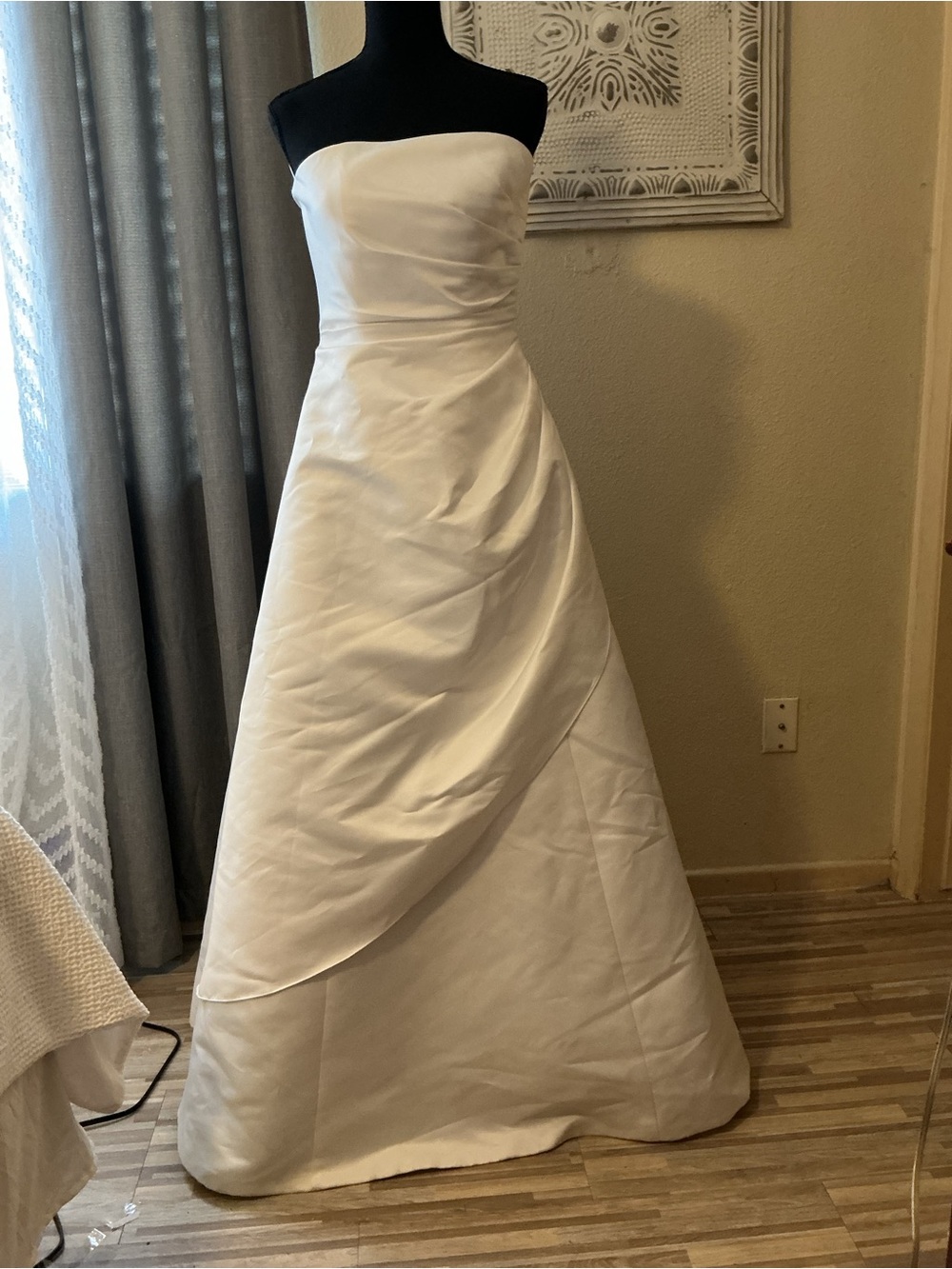 David's Bridal White Satin Bridal Gown